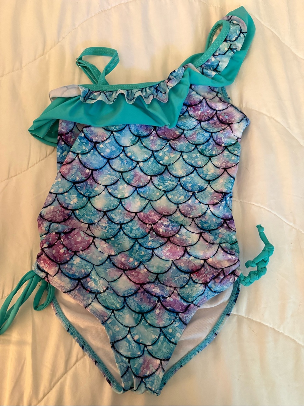 Girls' Teal & Purple Mermaid Scale One-Piece Swimsuit